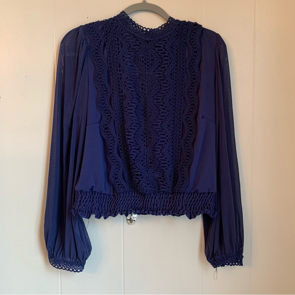 Ashley Stewart lace and shear top